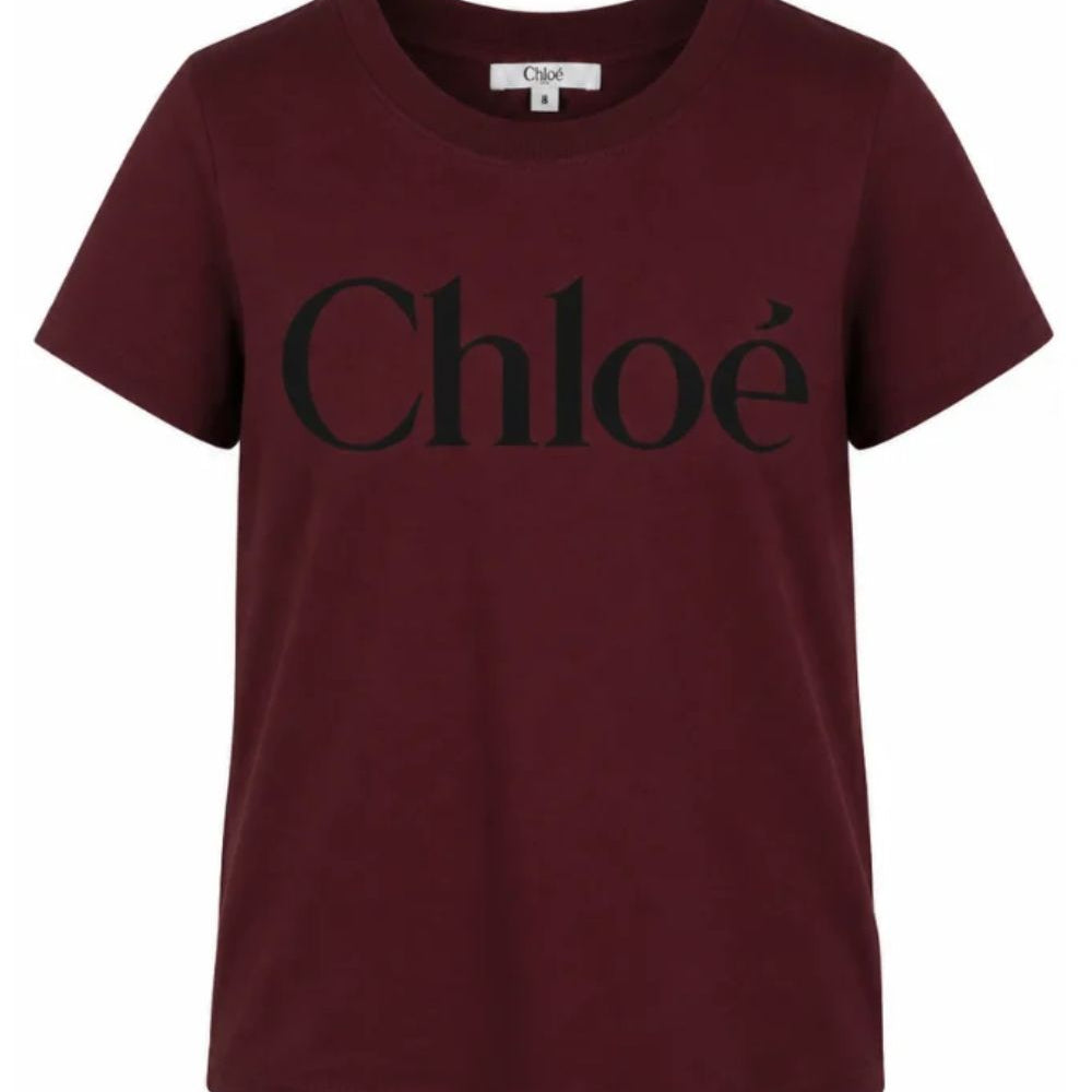 T-shirt per bambina Chloé Kids rossa con logo sul davanti C21301 94E CHLOE' KIDS