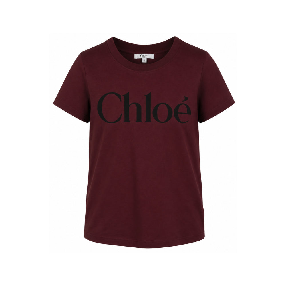 T-shirt per bambina Chloé Kids rossa con logo sul davanti C21301 94E CHLOE' KIDS