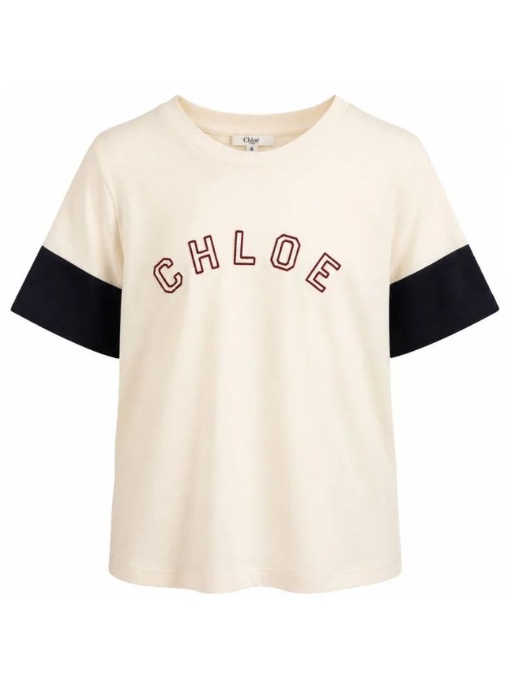 T-shirt per bambina Chloè Kids bianca con maniche a contrasto C21306 148 CHLOE' KIDS