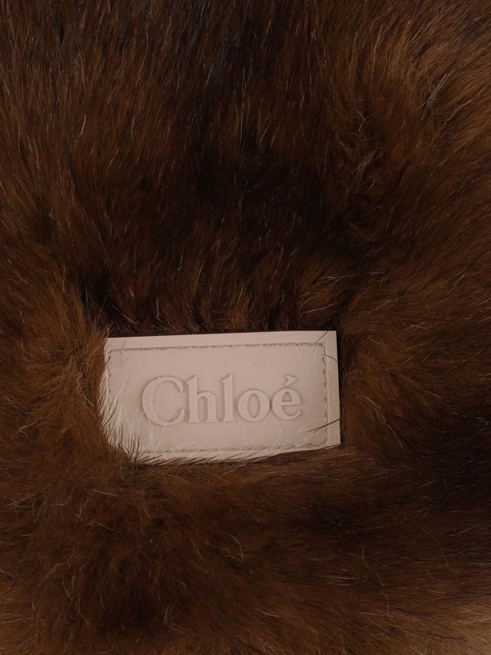 Muffole per bambina Chloé Kids marroni in pelliccia sintetica con logo C21316 33F CHLOE' KIDS