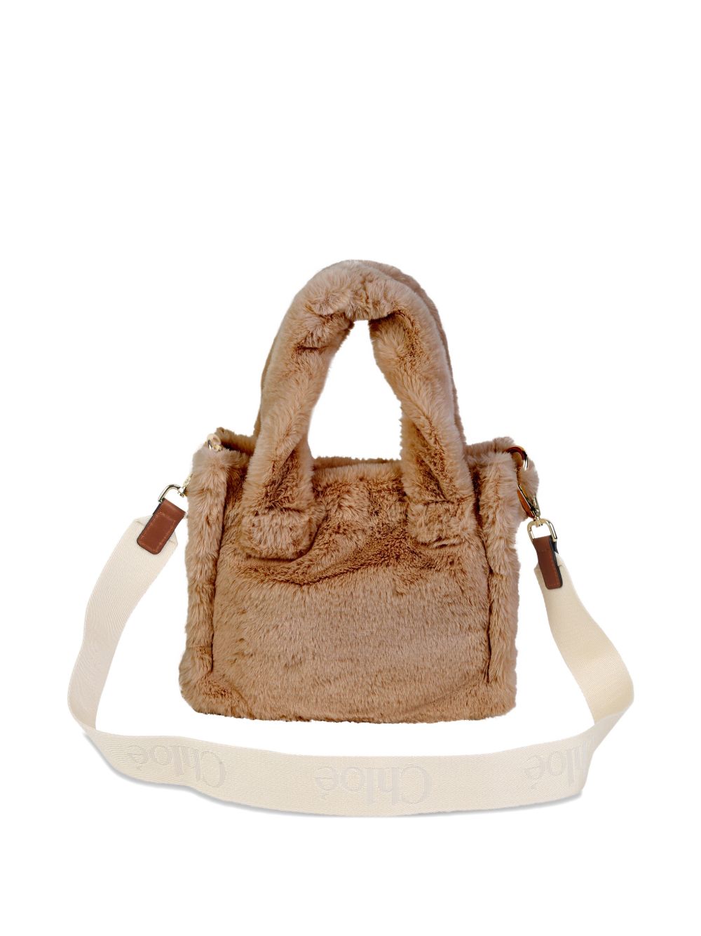 Borsa tote per bambina Chloé Kids marrone in pelliccia sintetica con applicazione C21323 31F CHLOE' KIDS
