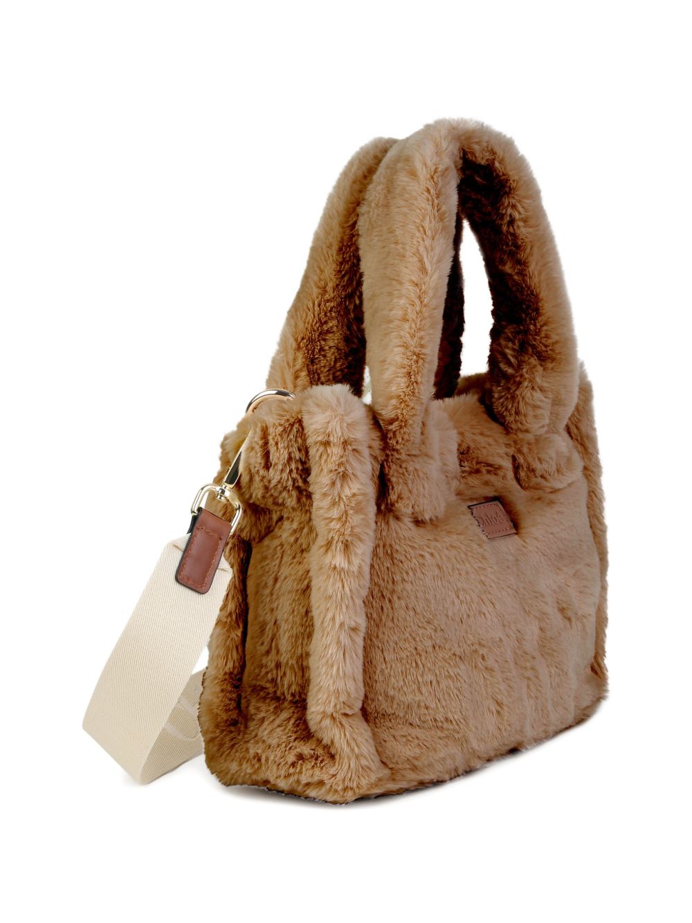Borsa tote per bambina Chloé Kids marrone in pelliccia sintetica con applicazione C21323 31F CHLOE' KIDS