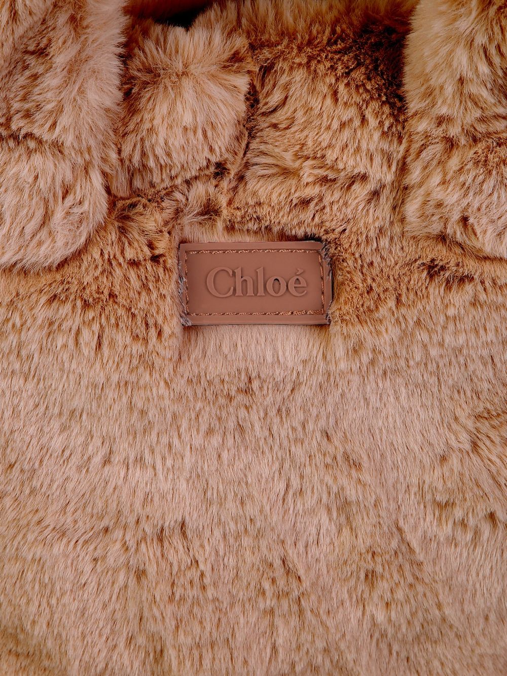 Borsa tote per bambina Chloé Kids marrone in pelliccia sintetica con applicazione C21323 31F CHLOE' KIDS