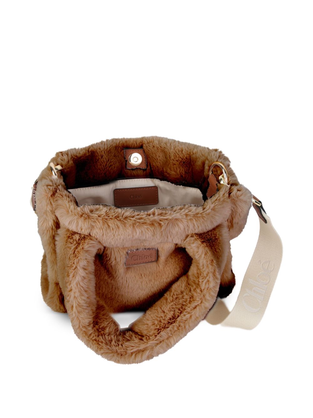 Borsa tote per bambina Chloé Kids marrone in pelliccia sintetica con applicazione C21323 31F CHLOE' KIDS