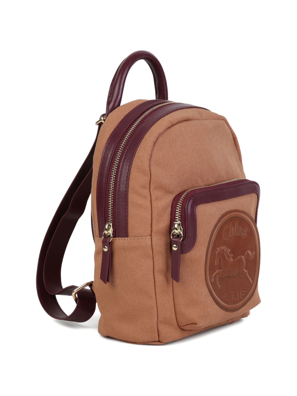 Zaino per bambina Chloé Kids marrone con applicazione logo inciso sul davanti C21326 31F CHLOE' KIDS