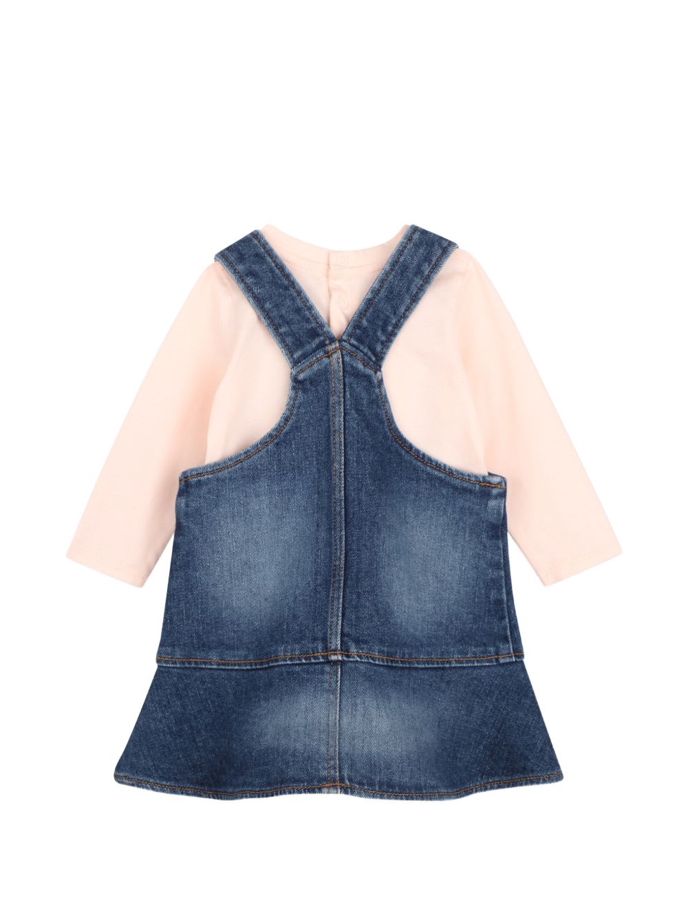 Salopette e t-shirt per neonata Chloé Kids multicolore con placca logo sul davanti C21342 Z10 CHLOE' KIDS