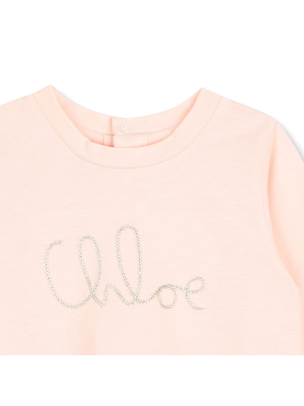 Salopette e t-shirt per neonata Chloé Kids multicolore con placca logo sul davanti C21342 Z10 CHLOE' KIDS