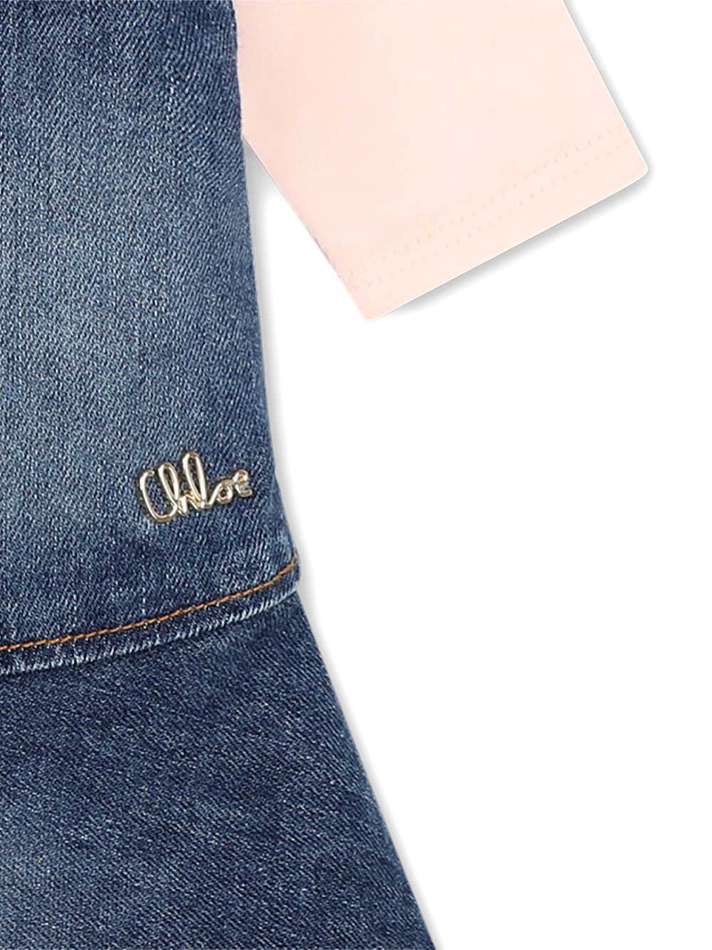 Salopette e t-shirt per neonata Chloé Kids multicolore con placca logo sul davanti C21342 Z10 CHLOE' KIDS