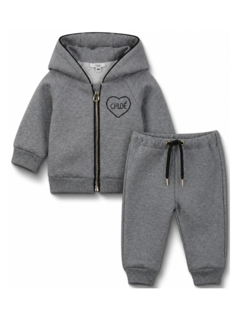 Tuta sportiva per neonata Chloé Kids grigia con trama jersey C21347 A46 CHLOE' KIDS