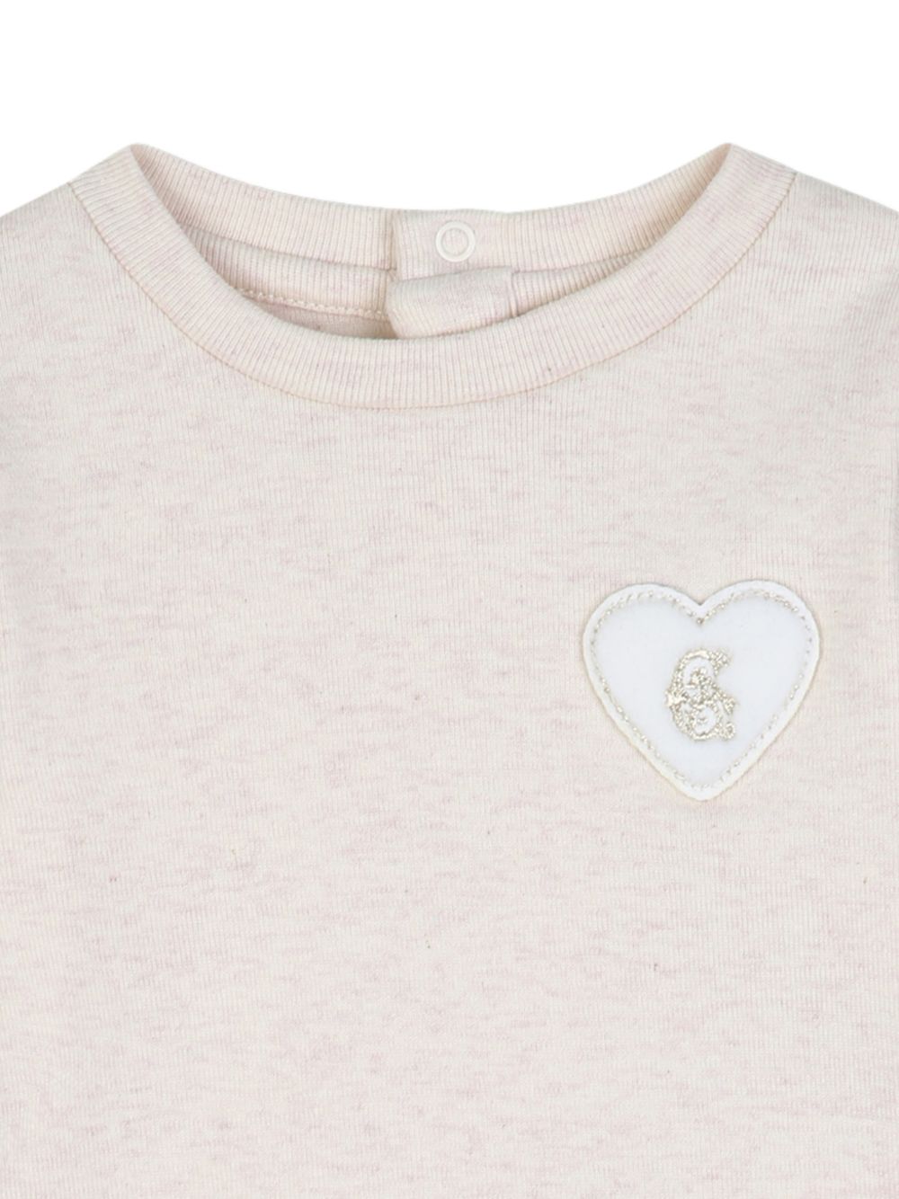 T-shirt per neonata Chloé Kids beige con applicazione a cuore sul petto C21363 B39 CHLOE' KIDS