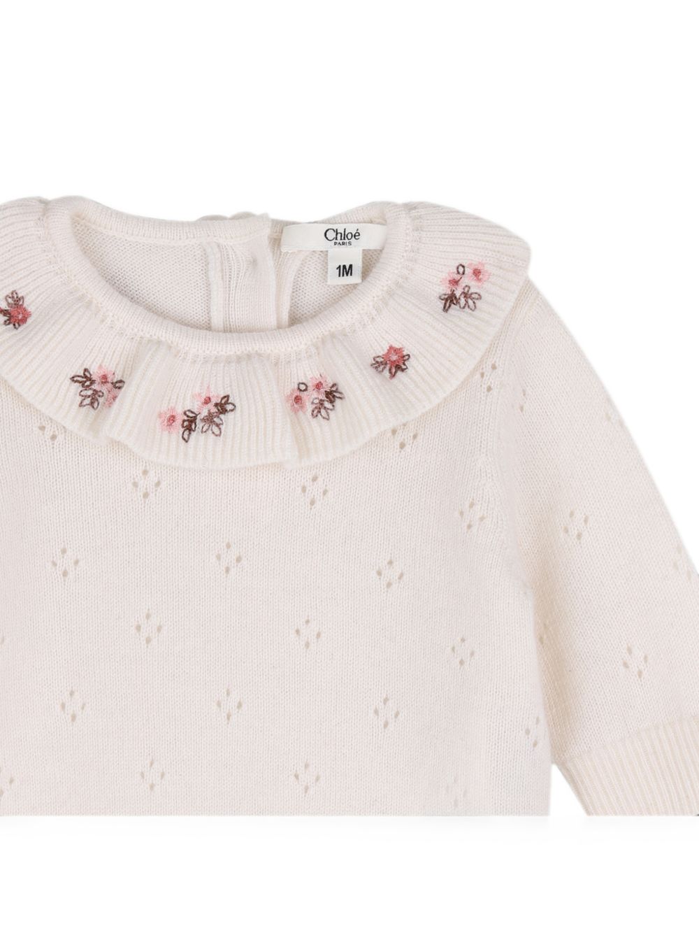 Set Maglione e Pantaloni per neonata Chloé Kids beige con ricamo a fiori C21373 148 CHLOE' KIDS