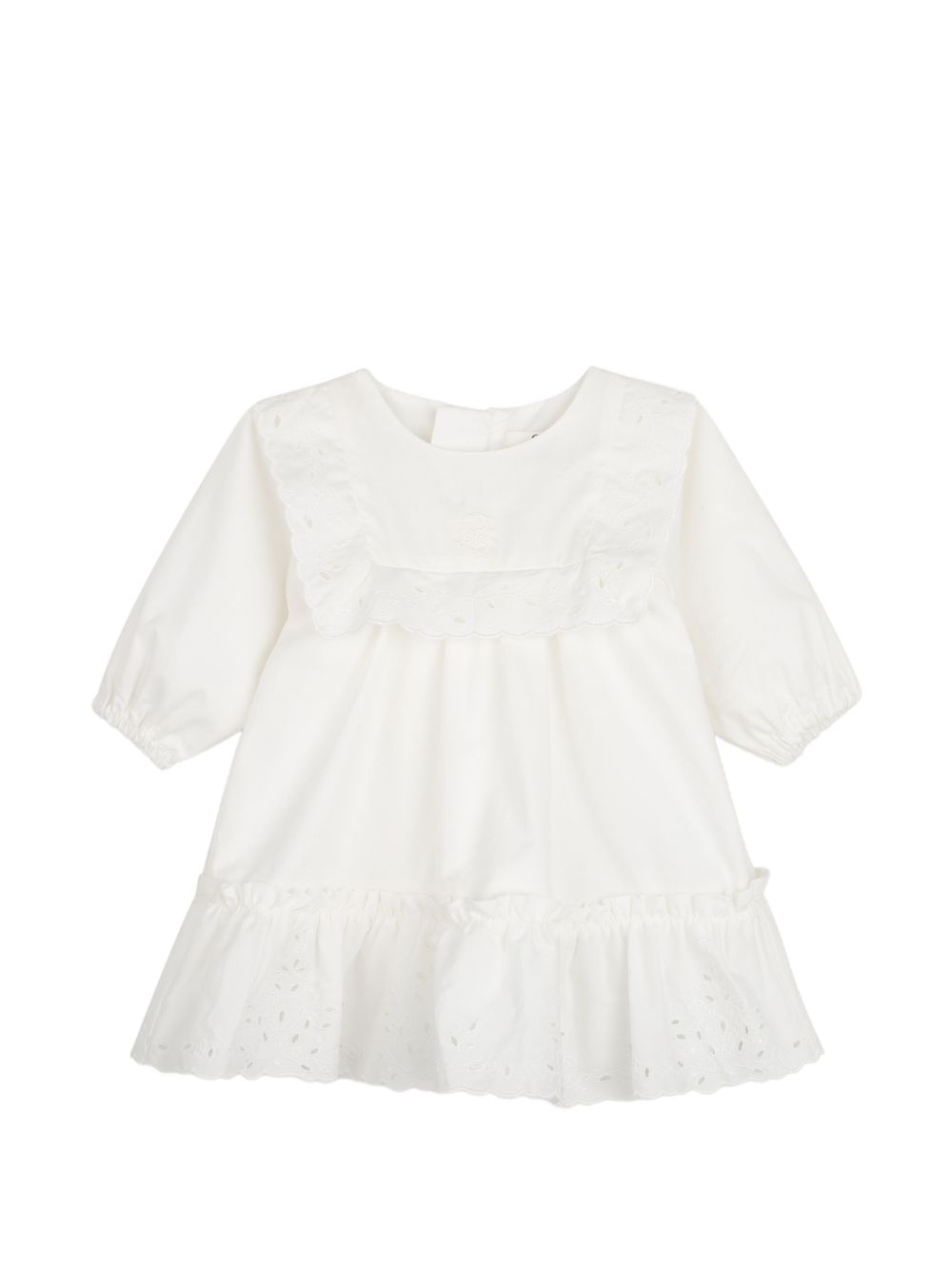 Set abito e fascia per neonata Chloé Kids bianco con decorazione con punto inglese C21377 117 CHLOE' KIDS