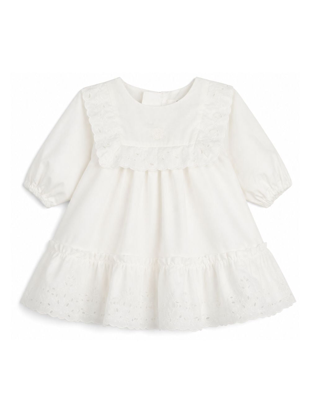 Set abito e fascia per neonata Chloé Kids bianco con decorazione con punto inglese C21377 117 CHLOE' KIDS