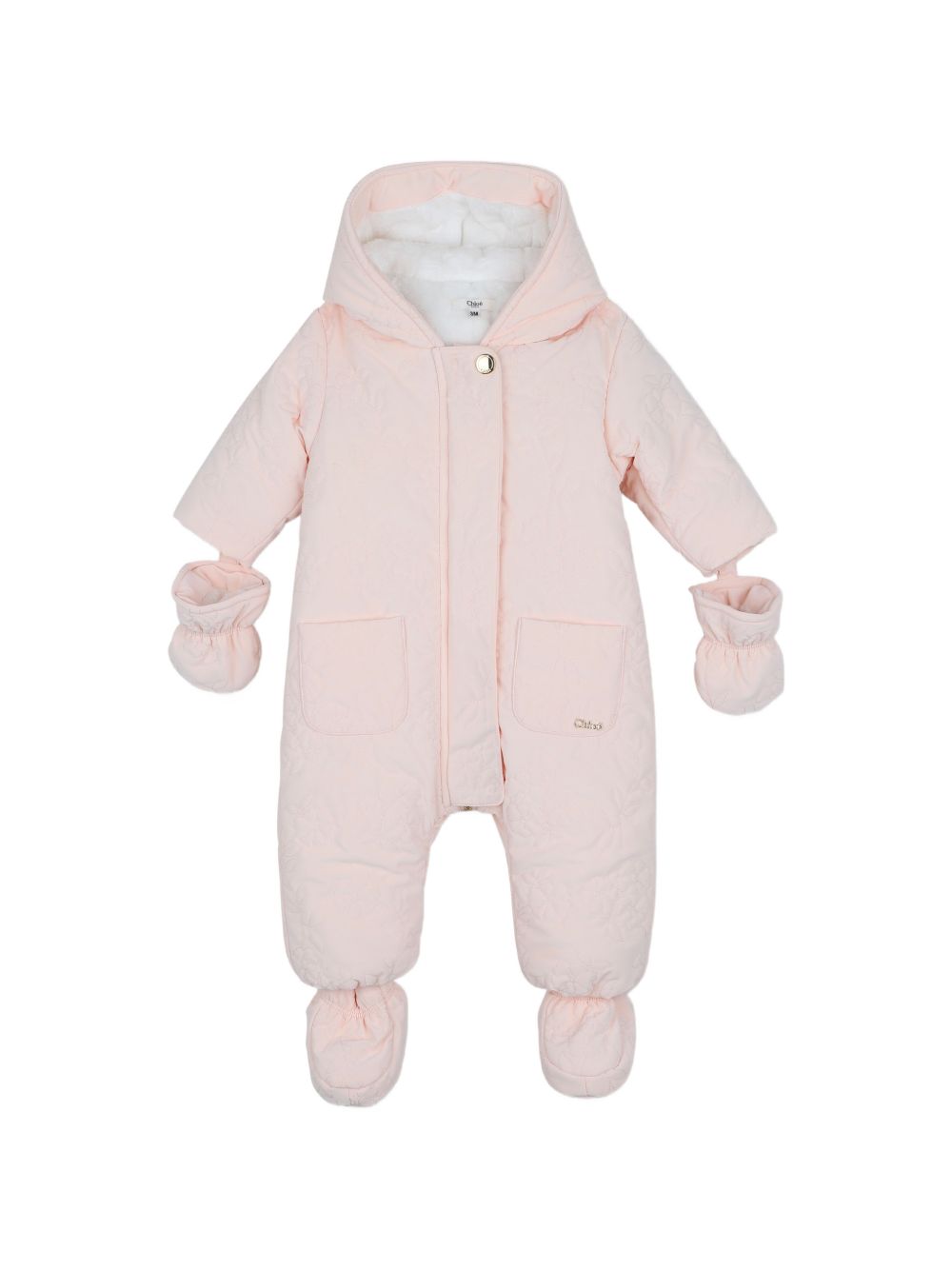 Tuta da neve per neonata Chloé Kids rosa con ricamo a fiori C21380 440 CHLOE' KIDS