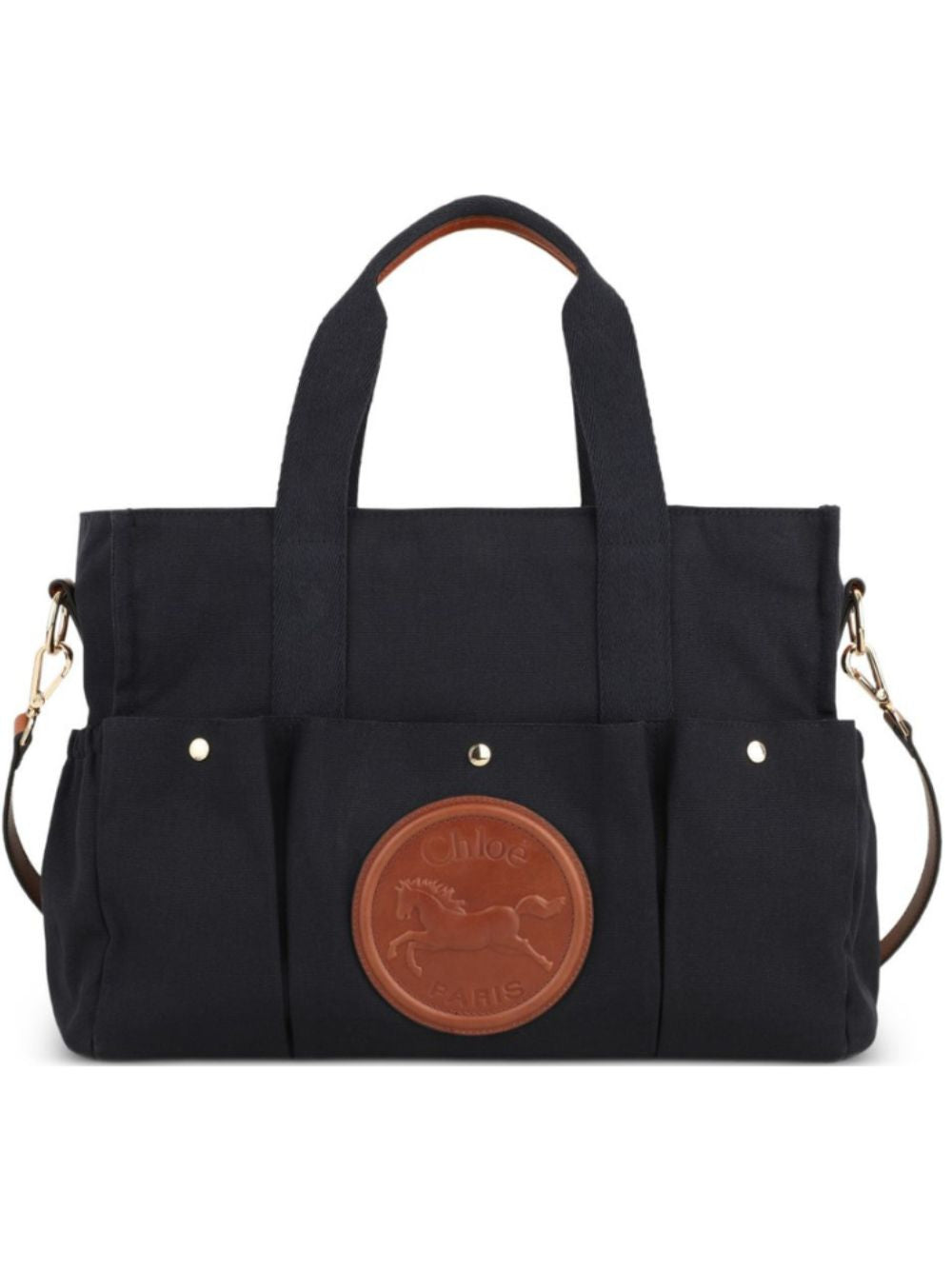 Borsa fasciatoio per neonata Chloè Kids nera con applicazione con logo sul davanti C21387 859 CHLOE' KIDS