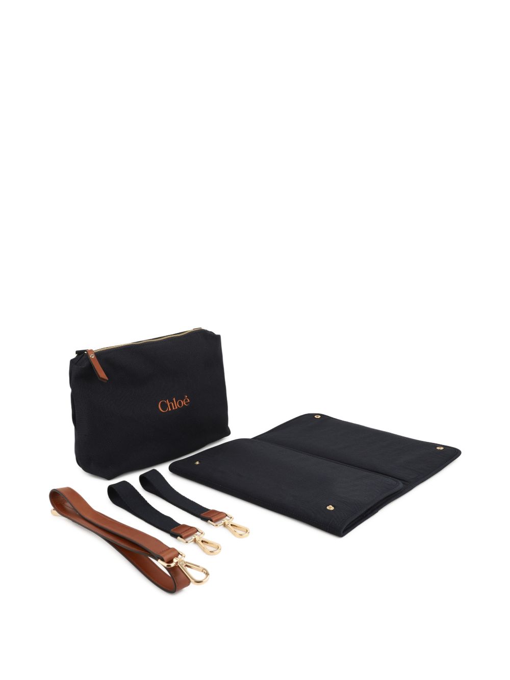 Borsa fasciatoio per neonata Chloè Kids nera con applicazione con logo sul davanti C21387 859 CHLOE' KIDS