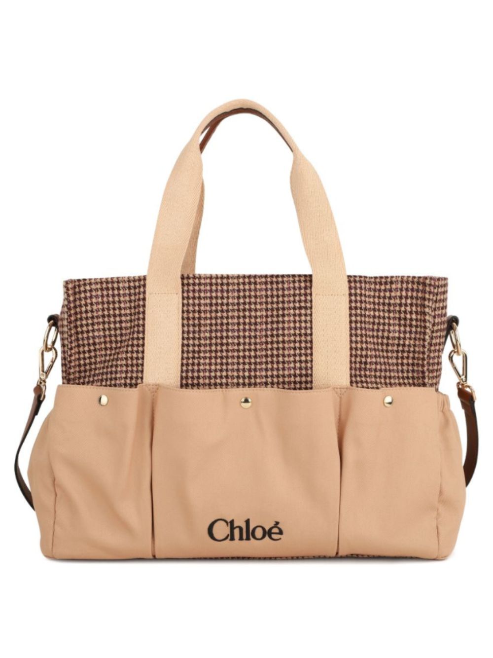 Borsa fasciatoio per neonata Chloé Kids beige con fantasia pied-de-poule C21388 Z67 CHLOE' KIDS