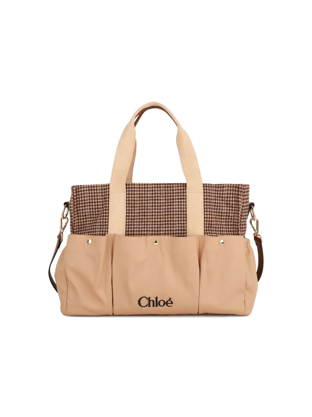 Borsa fasciatoio per neonata Chloé Kids beige con fantasia pied-de-poule C21388 Z67 CHLOE' KIDS