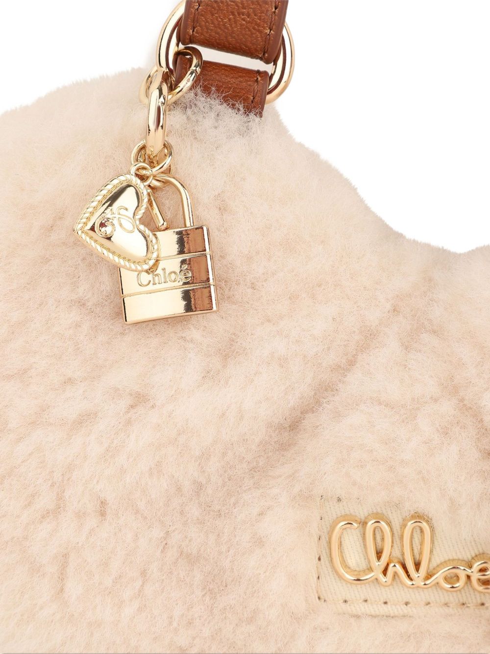 Borsa a spalla per bambina Chloé Kids beige a forma di cuore C21397 P02 CHLOE' KIDS