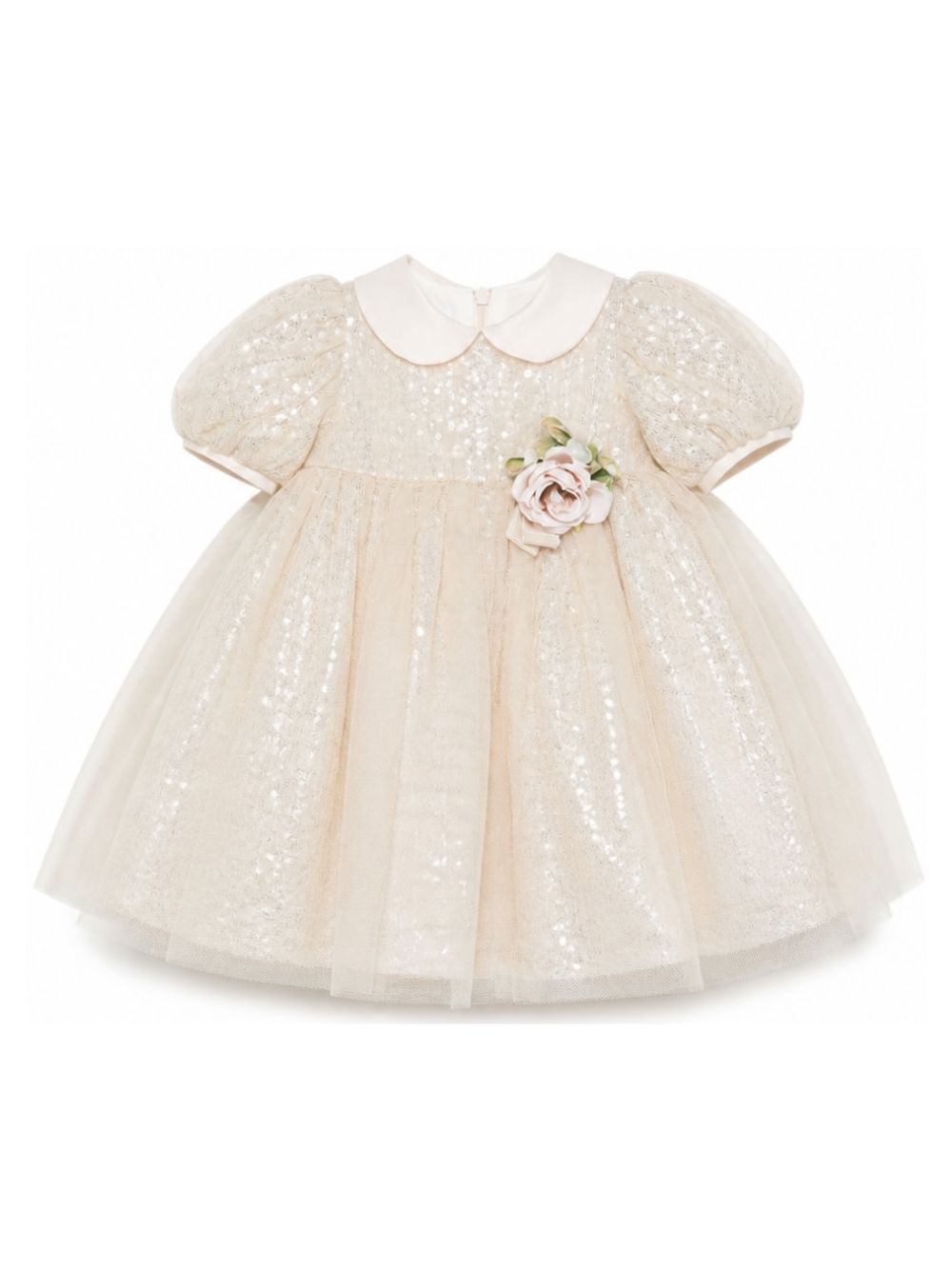 Abito per neonata Colorichiari beige con decorazione con paillettes FN108686 5039c 21 COLORICHIARI