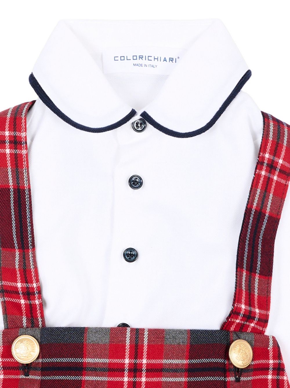 Set camicia e salopette per neonato Colorichiari multicolore con motivo tartan MF218755 4997 70 COLORICHIARI