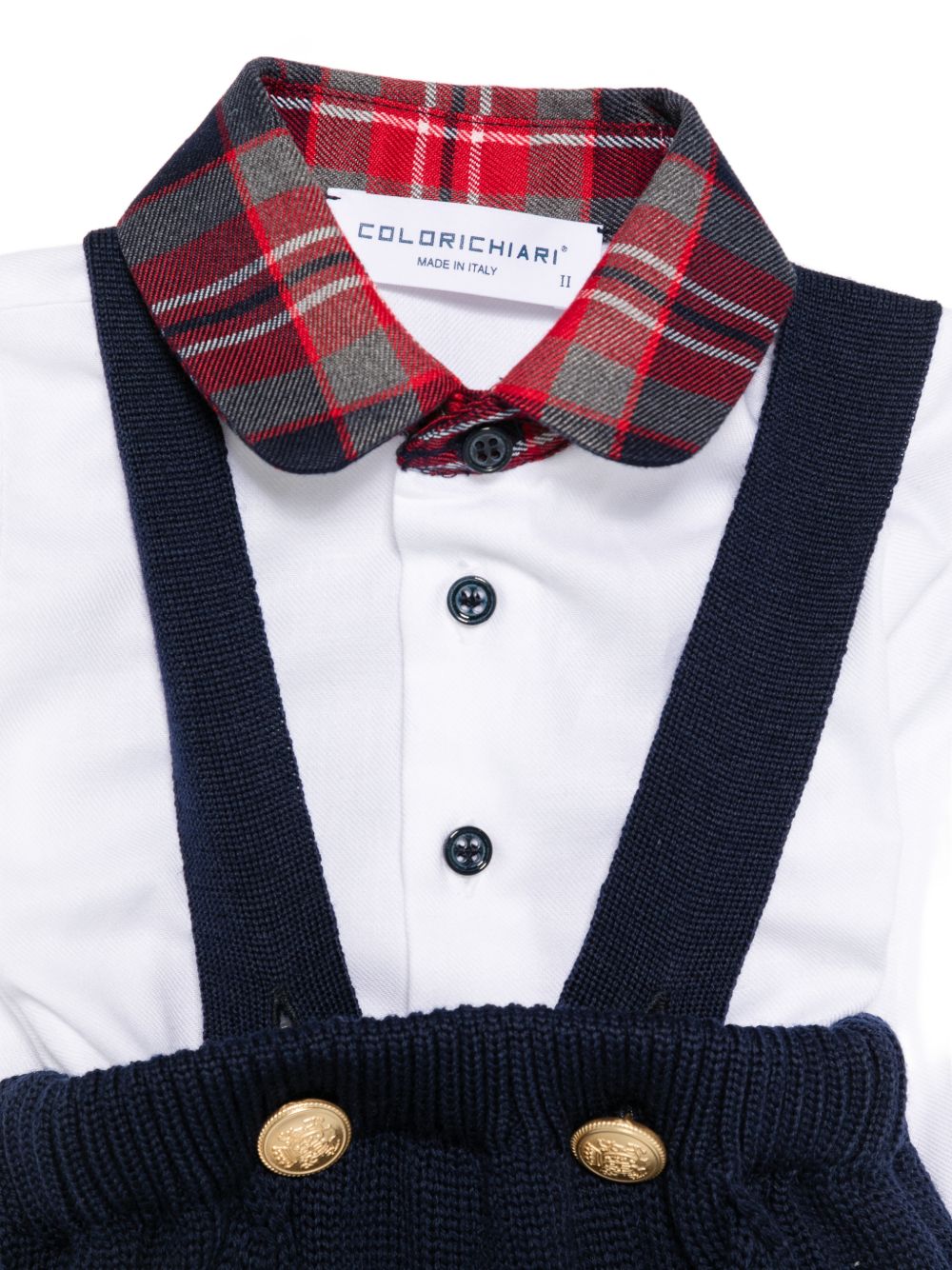 Set camicia e salopette per neonato Colorichiari multicolore con colletto con motivo tartan MF218756 2088 60 COLORICHIARI