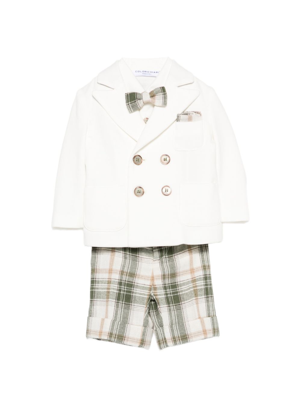 Set camicia giacca papillon e pantaloni per neonato Colorichiari multicolore con design a quadri MN508723 3626 20 COLORICHIARI