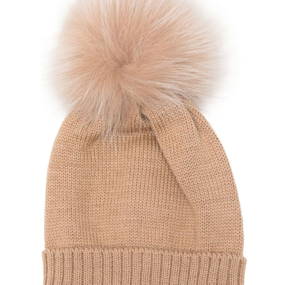 Berretto per neonato Colorichiari beige con pompon MN788808 2088 41 COLORICHIARI