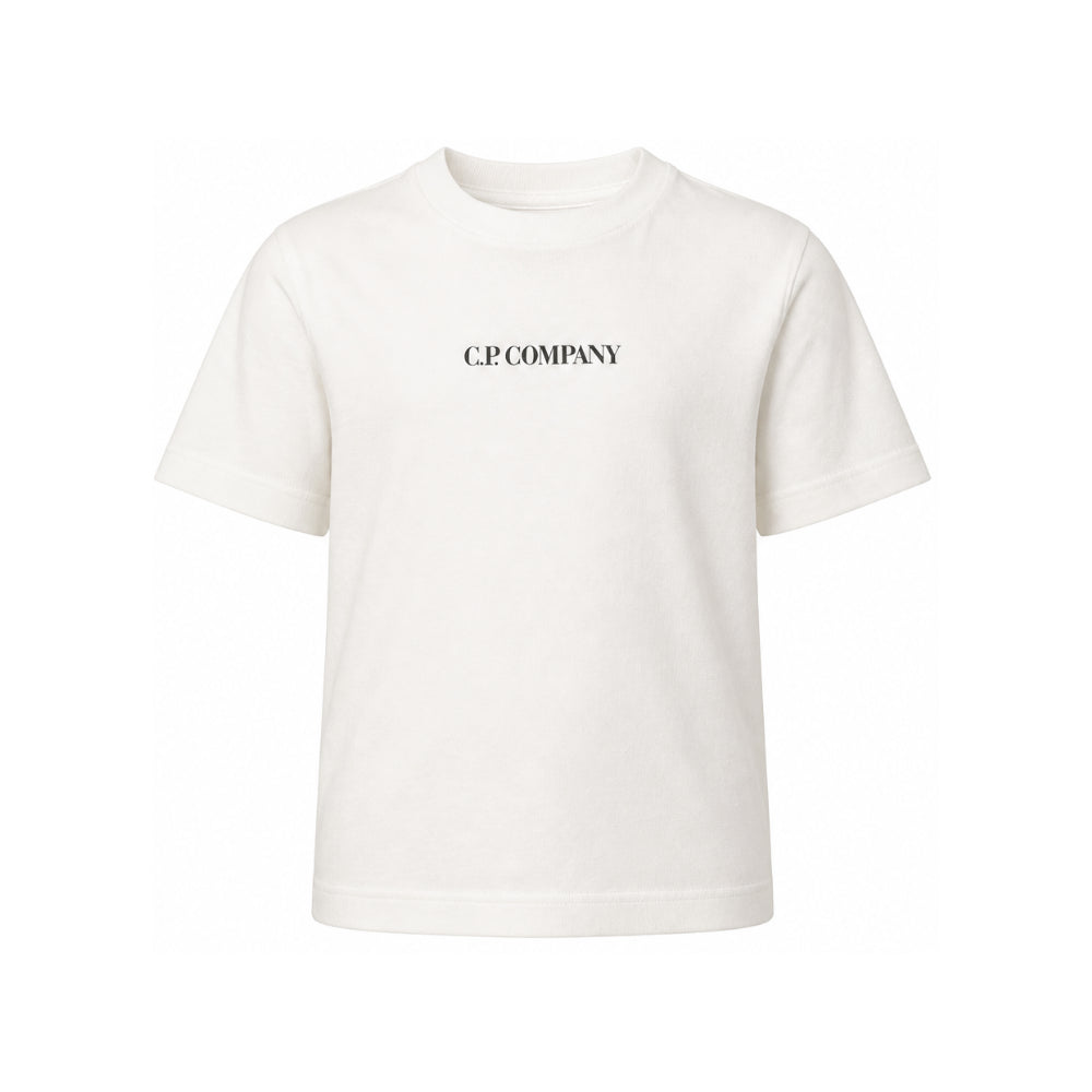 T-shirt per bambino C.P. Company Kids bianca con logo sul davanti CMM00ULAA17 10135 C.P.COMPANY KIDS