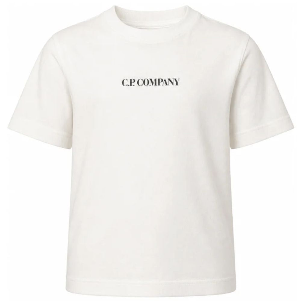 T-shirt per bambino C.P. Company Kids bianca con logo sul davanti CMM00ULAA17 10135 C.P.COMPANY KIDS