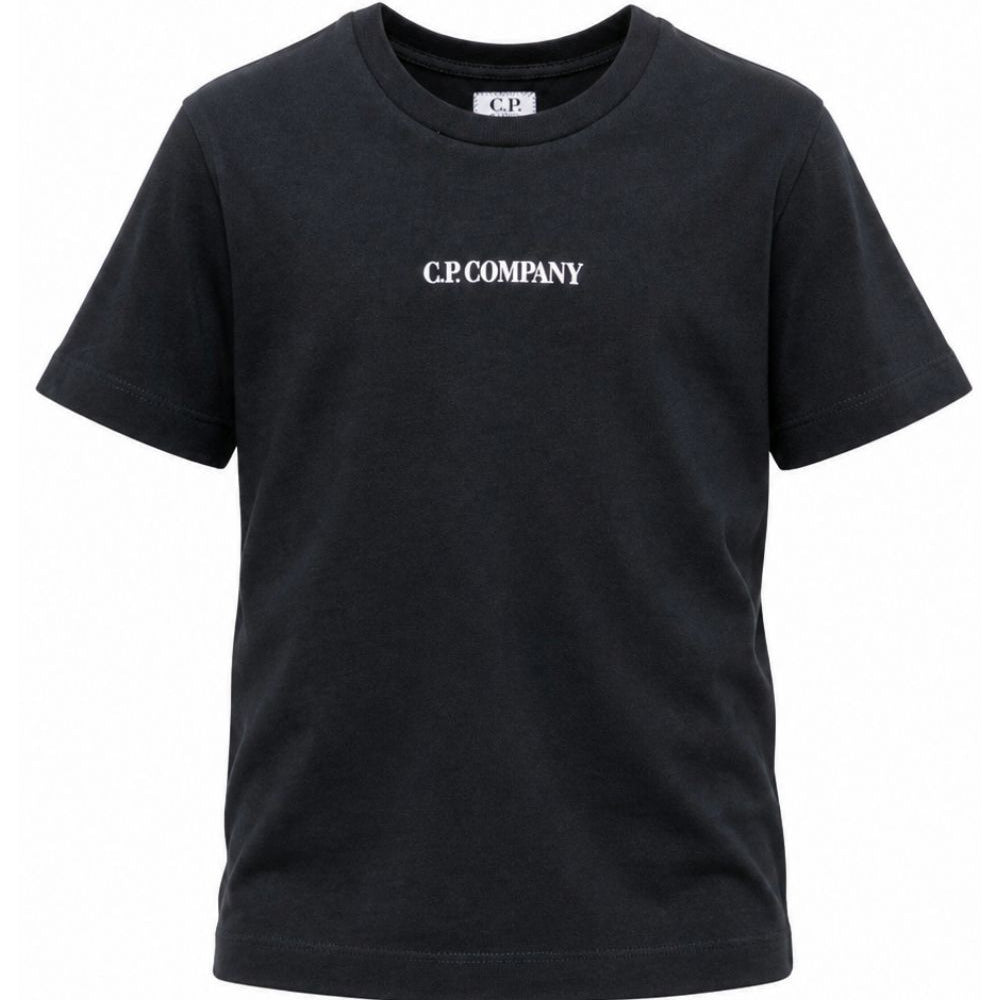 T-shirt per bambino C.P. Company Kids blu con logo stampato sul davanti CMM00ULAA17 41150 C.P.COMPANY KIDS