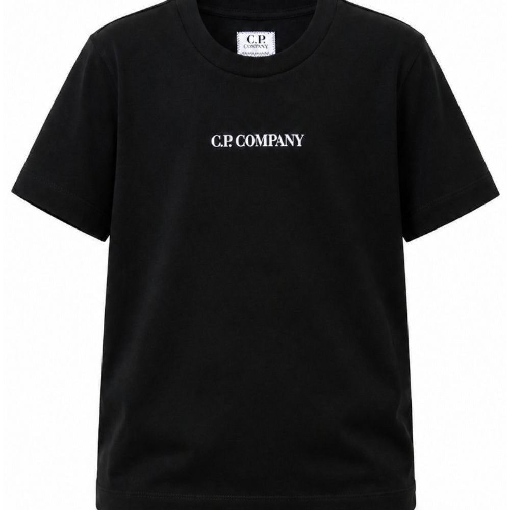 T-shirt per bambino C.P. Company Kids nera con logo sul davanti CMM00ULAA17 60100 C.P.COMPANY KIDS