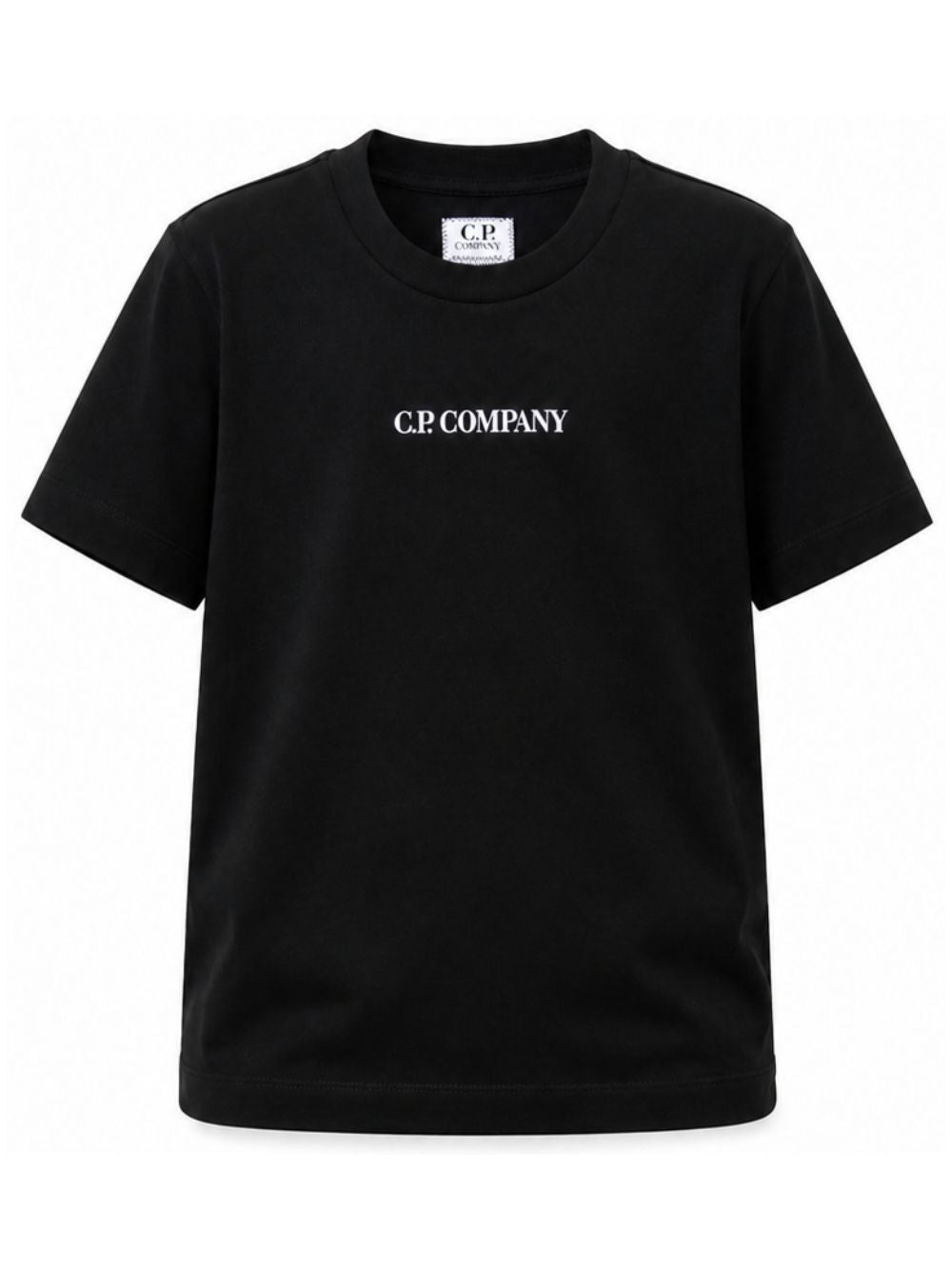T-shirt per bambino C.P. Company Kids nera con logo sul davanti CMM00ULAA17 60100 C.P.COMPANY KIDS