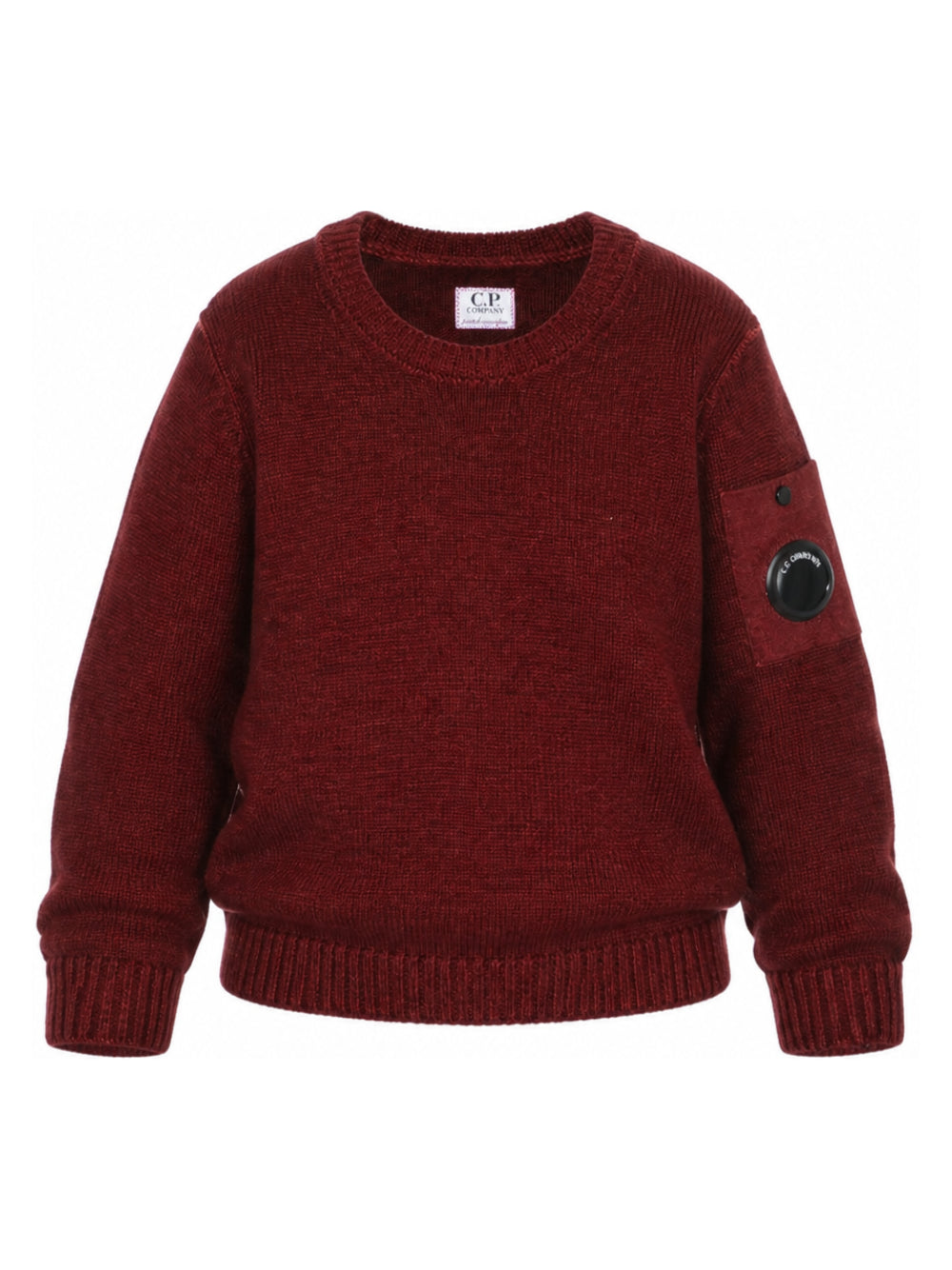 Maglione per bambino C.P. Company Kids bordeaux con applicazione sulla manica CNW00ALHC01 51686 C.P.COMPANY KIDS