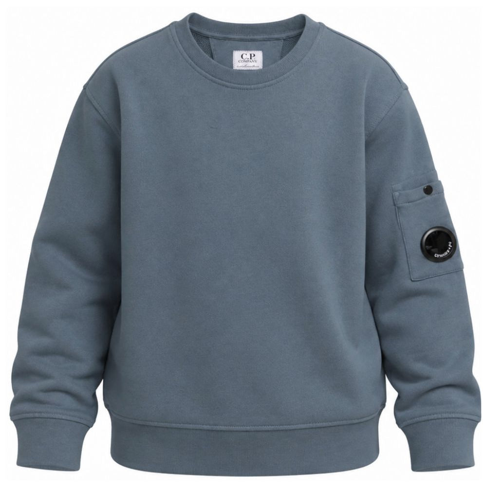 Felpa per bambino C.P. Company Kids blu con dettaglio lente sulla manica COF00XLCA76 41125 C.P.COMPANY KIDS