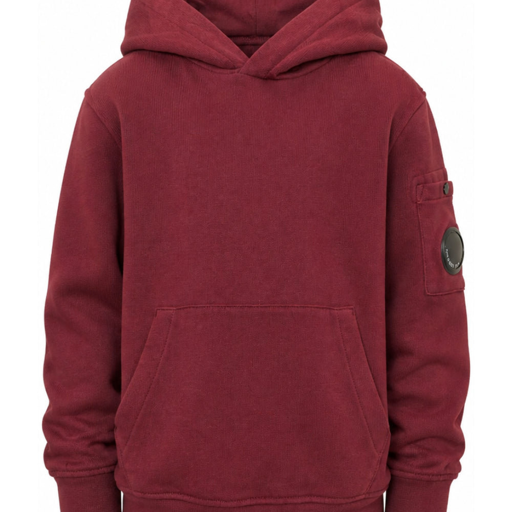 Felpa per bambino C.P.Company rosso con cappuccio<BR/><BR/> COF00YLCA76 51686 C.P.COMPANY KIDS