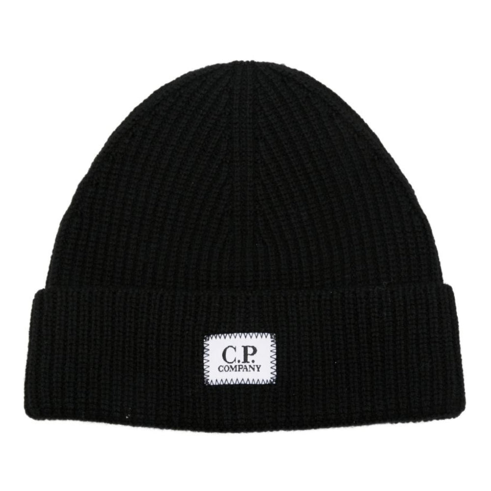 Berretto per bambino C.P. Company Kids nero con applicazione logo CPX009LHE71 60100 C.P.COMPANY KIDS