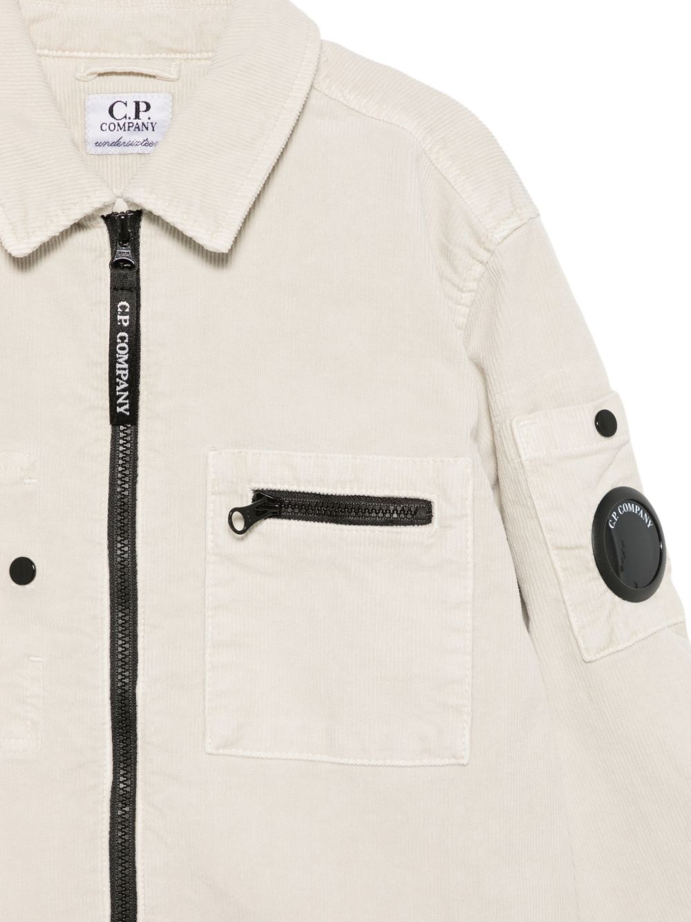 Camicia per bambino C. P. Company Kids beige in velluto a coste CUC00QLVC00 10024 C.P.COMPANY KIDS