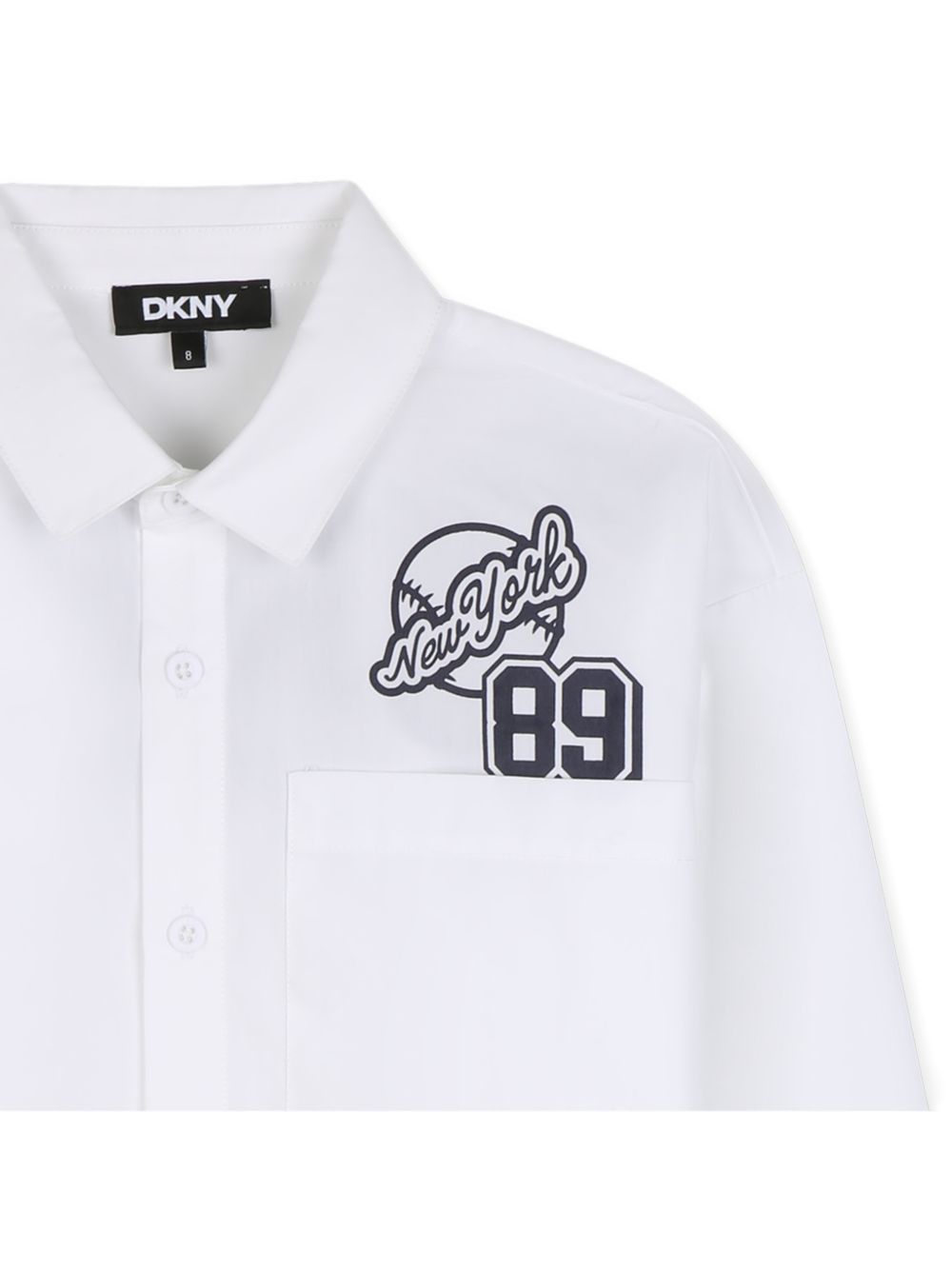 Camicia per bambino DKNY Kids bianca con stampa logo sul retro D62719 10P DKNY KIDS