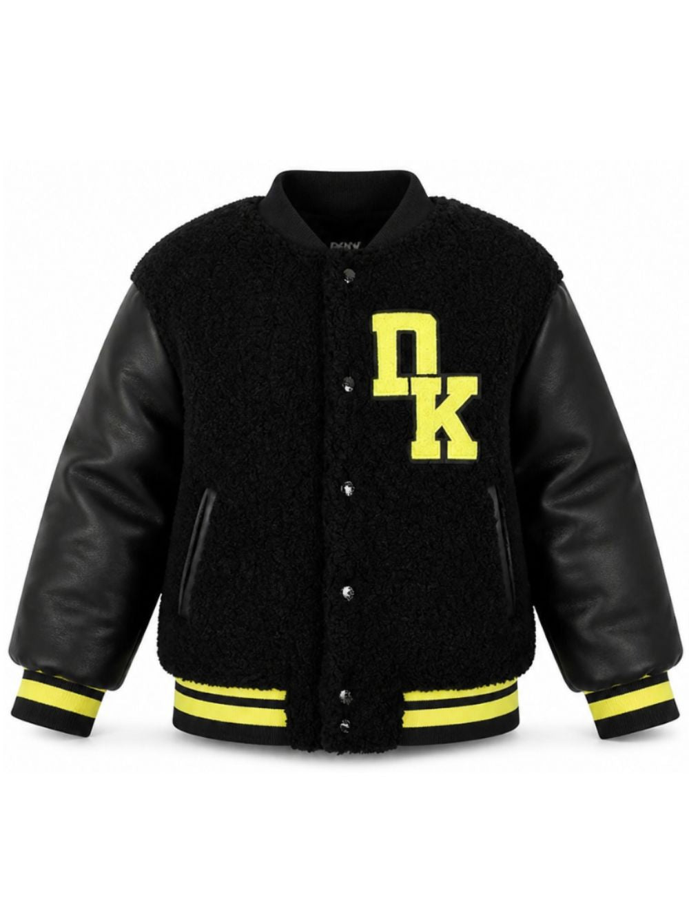 Giubbino per bambina DKNY Kids nero con rifinitura in shearling sintetico D62775 09B DKNY KIDS