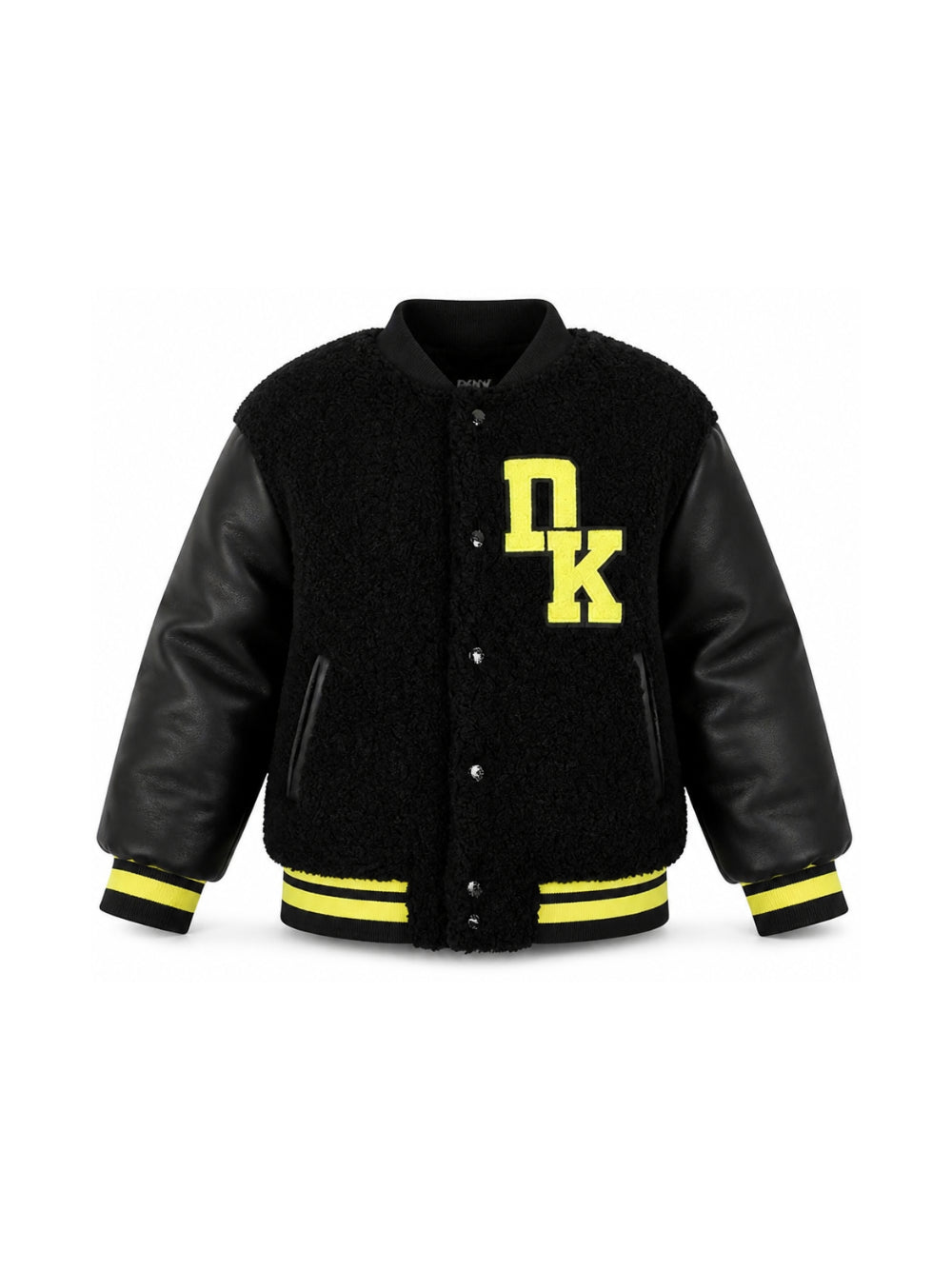 Giubbino per bambina DKNY Kids nero con rifinitura in shearling sintetico D62775 09B DKNY KIDS