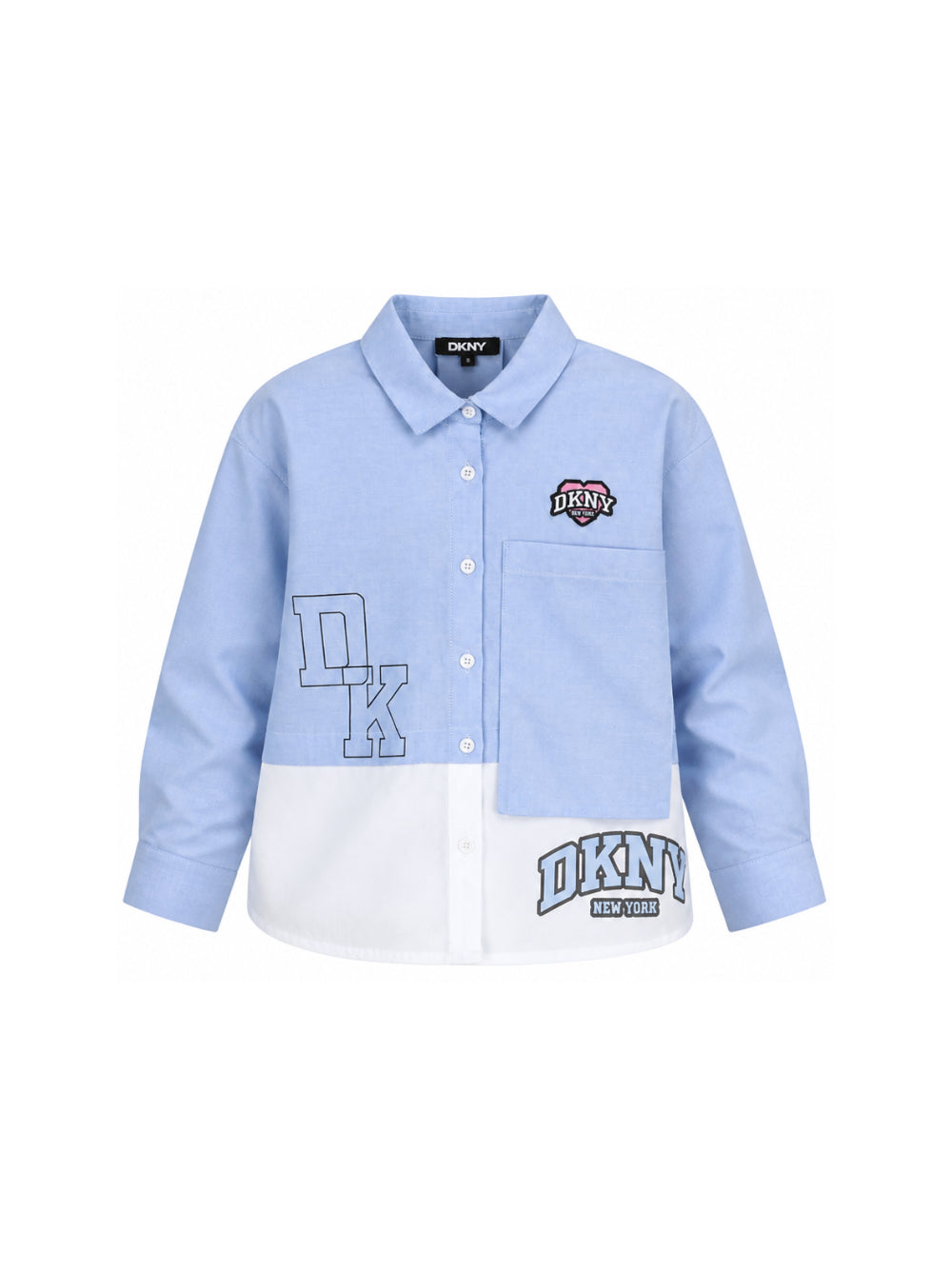 Camicia per bambina DKNY Kids azzurra con design a inserti D62781 V38 DKNY KIDS