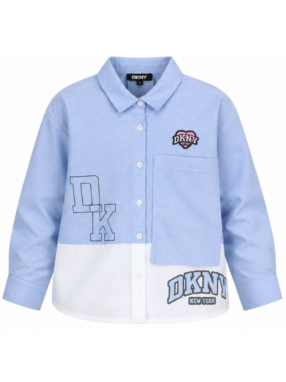 Camicia per bambina DKNY Kids azzurra con design a inserti D62781 V38 DKNY KIDS