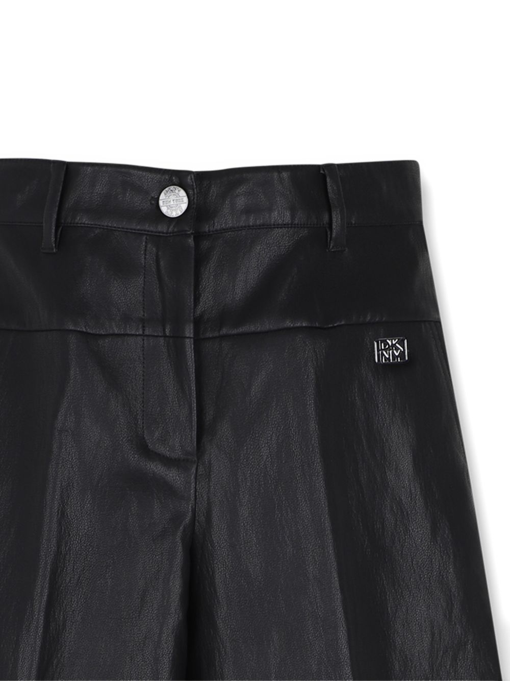 Pantaloni per bambina DKNY Kids neri con finitura in pelle sintetica D62787 09B DKNY KIDS