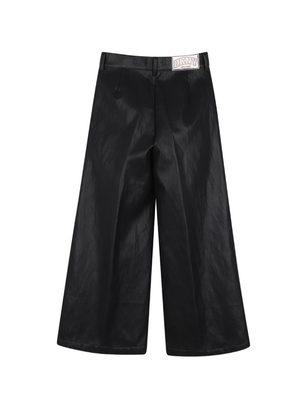 Pantaloni per bambina DKNY Kids neri con finitura in pelle sintetica D62787 09B DKNY KIDS