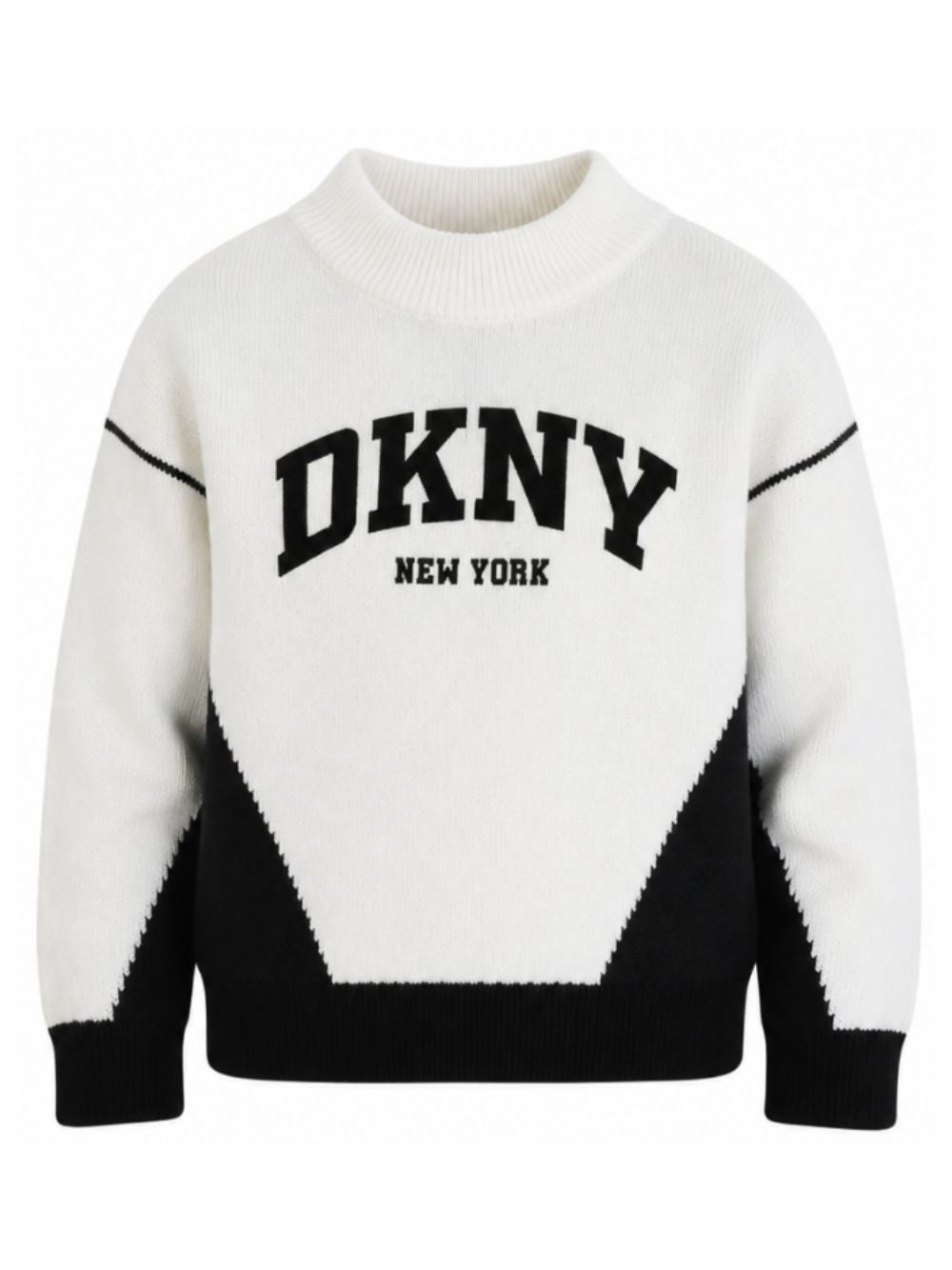 Maglione per bambina DKNY Kids bianco con logo sul davanti D62897 N50 DKNY KIDS