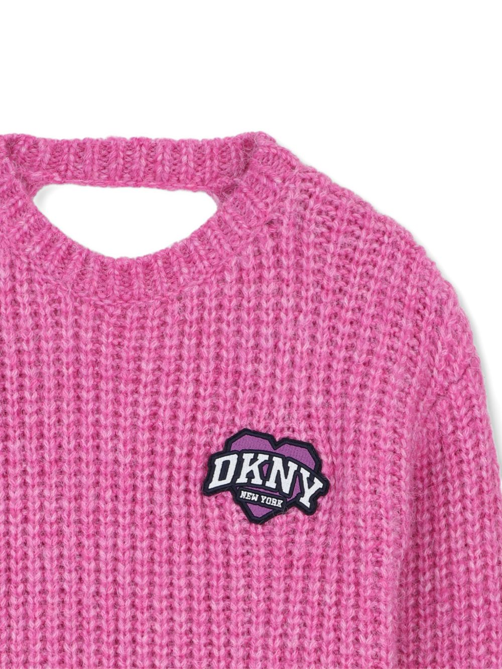 Maglione per bambina DKNY Kids rosa con dettaglio cut-out posteriore D62899 479 DKNY KIDS