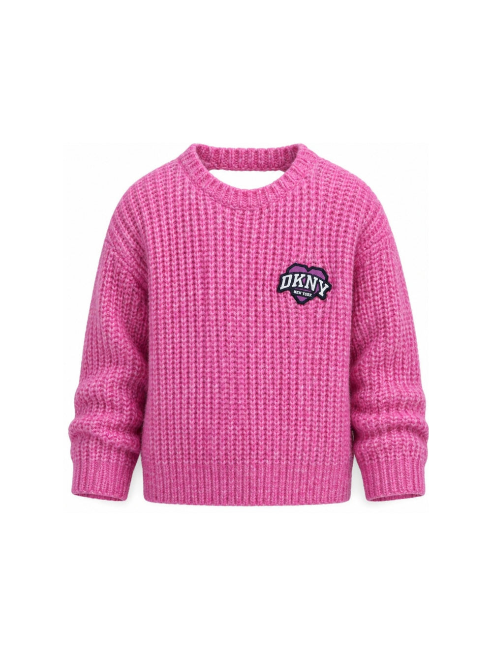 Maglione per bambina DKNY Kids rosa con dettaglio cut-out posteriore D62899 479 DKNY KIDS