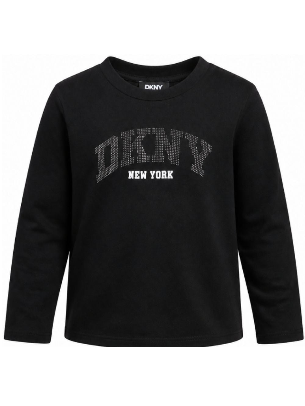 T-shirt per bambina Dkny Kids nera con logo glitterato D62910 09B DKNY KIDS