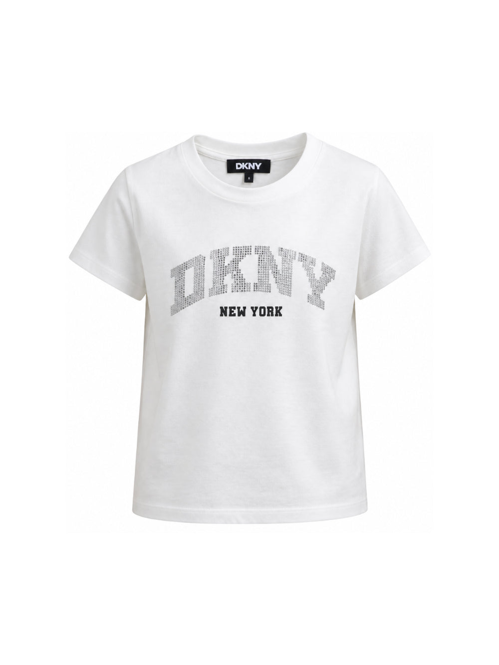 T-shirt per bambina DKNY Kids bianca con dettagli con strass D62912 117 DKNY KIDS